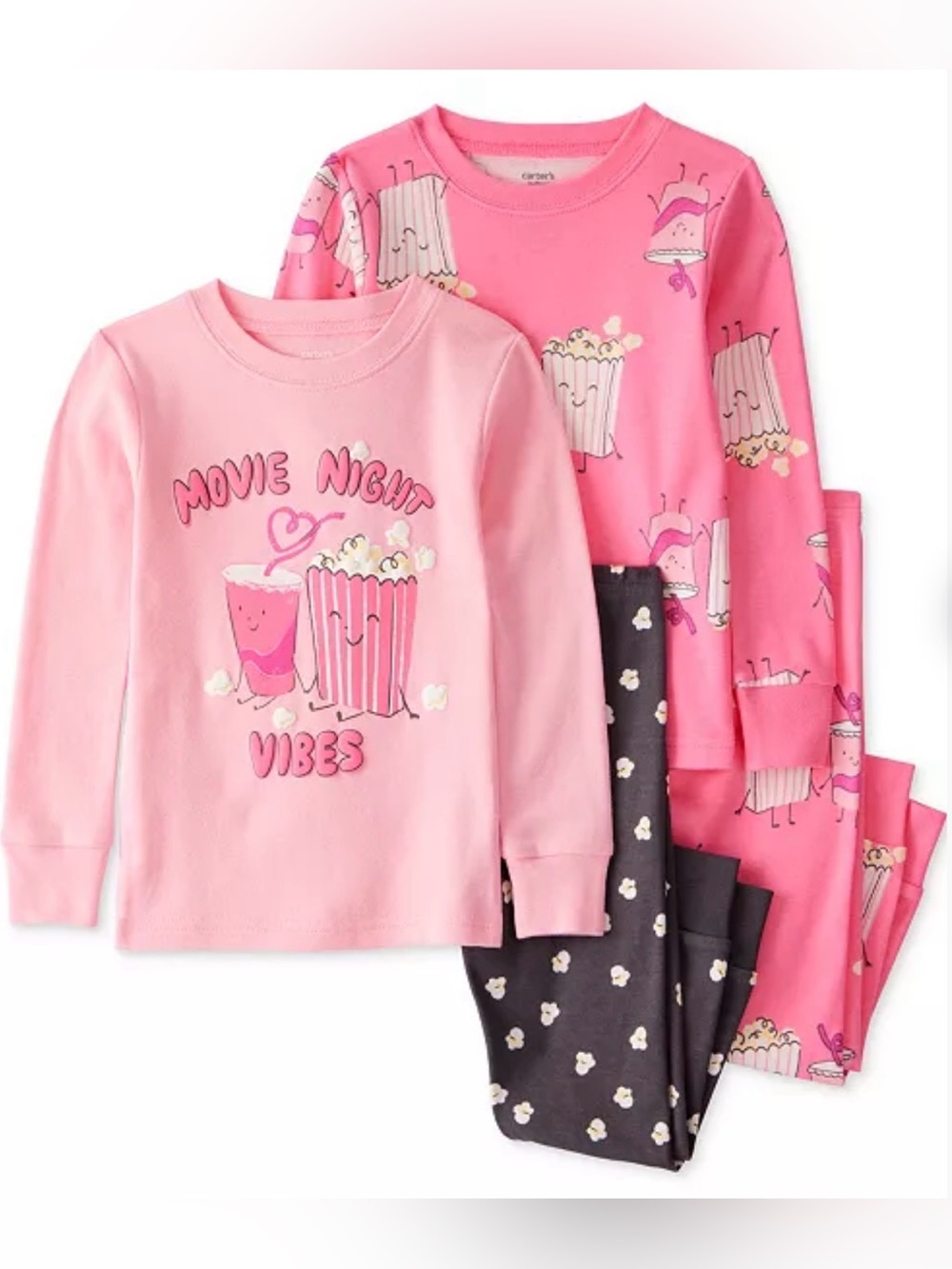 Carter's Movie Print 4 Piece Pajama Set Pink Size 8/8A NWT
